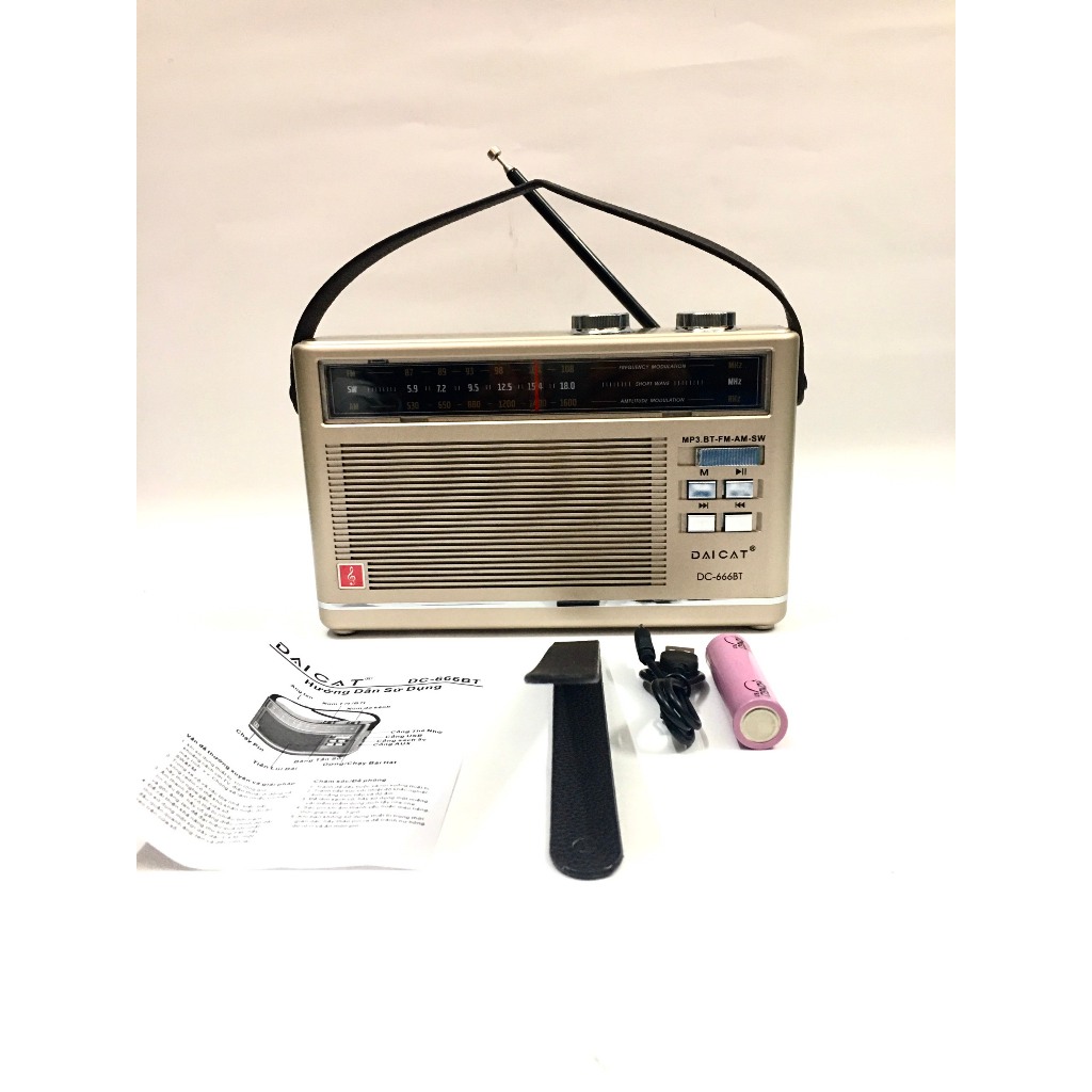 ĐÀI FM Radio DC-666BT- Bluetooth Đa Chức Năng Hỗ trợ thẻ nhớ và Usb mẫu mới Cho người thân yêu-Hàng Chính Hãng