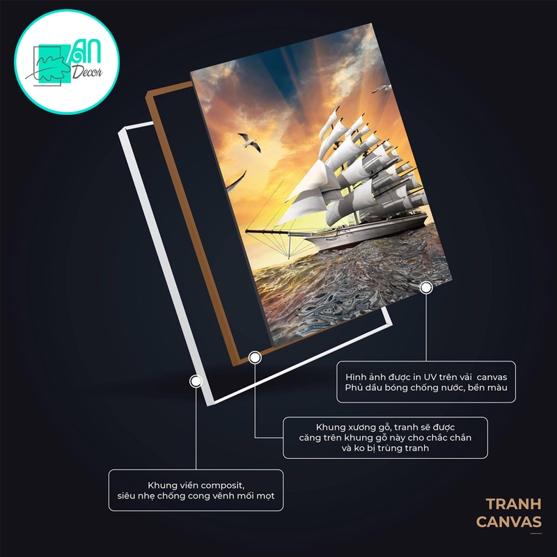 Tranh canvas treo tường cô gái Việt Nam bên hoa sen indochine - 70 x 70 cm