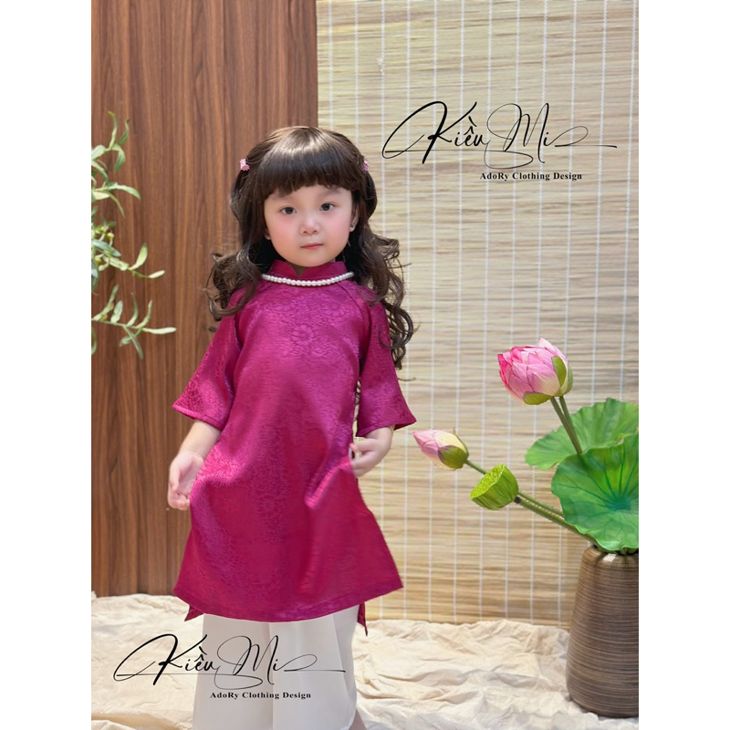 Áo dài tím cẩm màu HOT 2024 cho bé gái