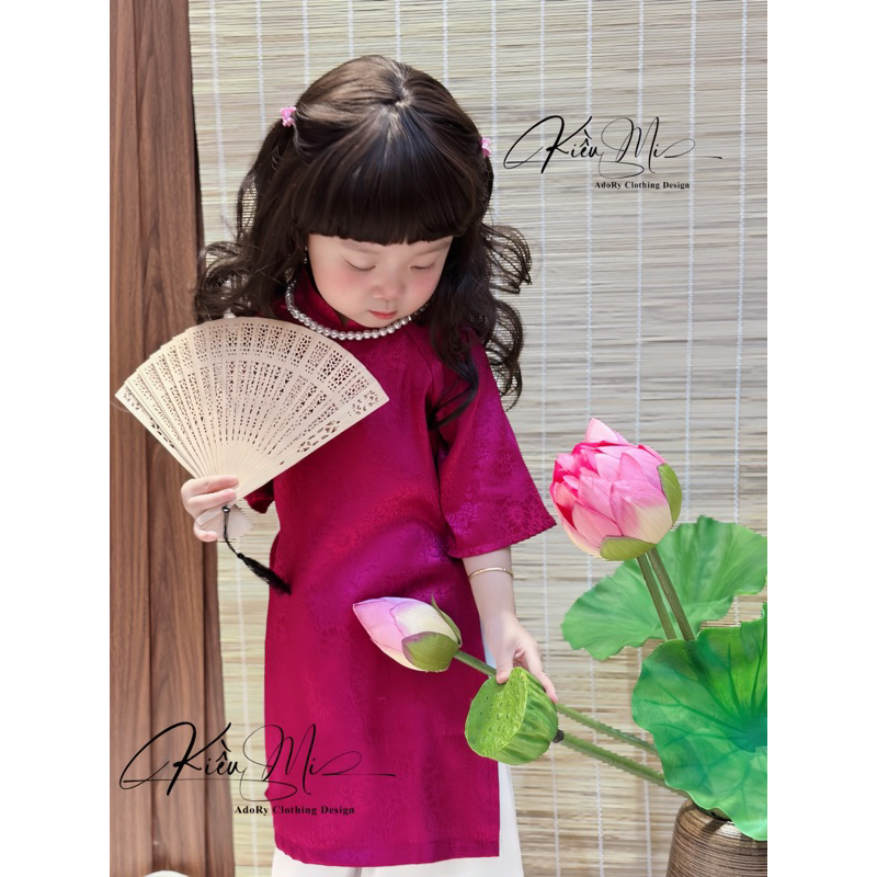 Áo dài tím cẩm màu HOT 2024 cho bé gái