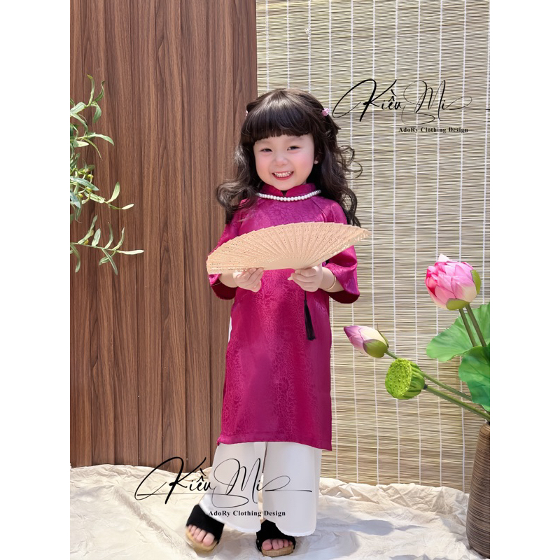 Áo dài tím cẩm màu HOT 2024 cho bé gái