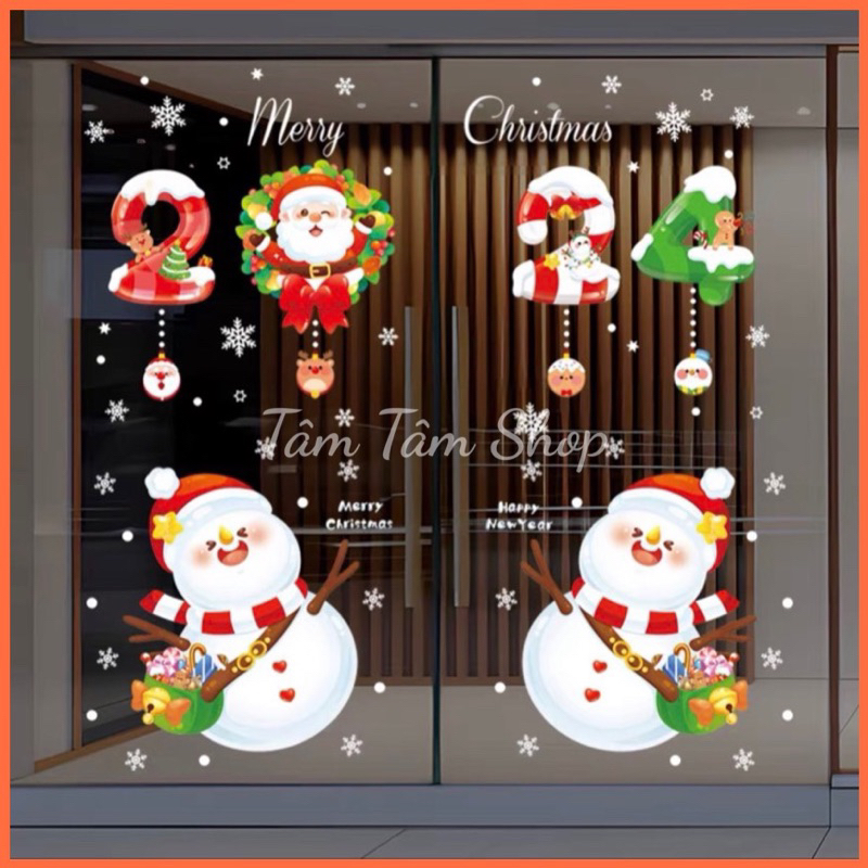 Decal Noel 2024 hít tĩnh điệnchỉ dán kính.