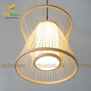 Đèn mây tre thả trần, chao đèn tre trang trí, đèn cầu thang hình Xô úp nghệ thuật