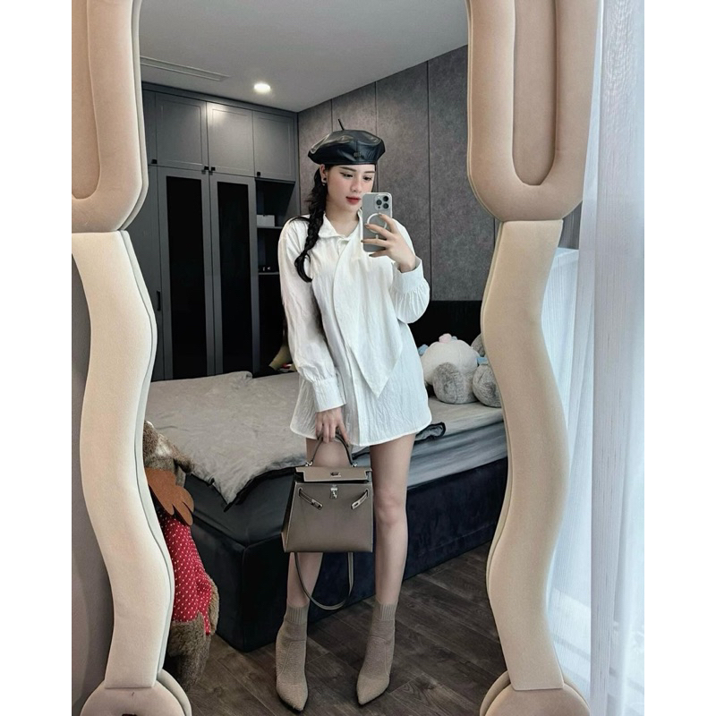 Áo Sơ Mi Di.or Nhăn Dáng Babydoll Hàng QC