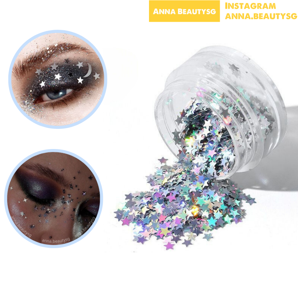 Kim tuyến ngôi sao trang trí mặt, mắt, môi lấp lánh, phụ kiện make up độc đáo tạo điểm nhấn
