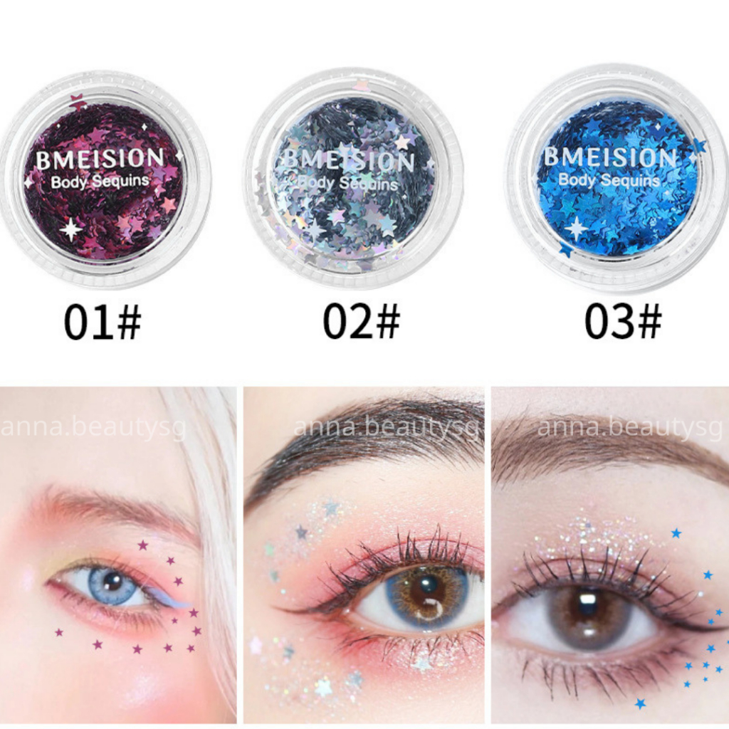 Kim tuyến ngôi sao trang trí mặt, mắt, môi lấp lánh, phụ kiện make up độc đáo tạo điểm nhấn