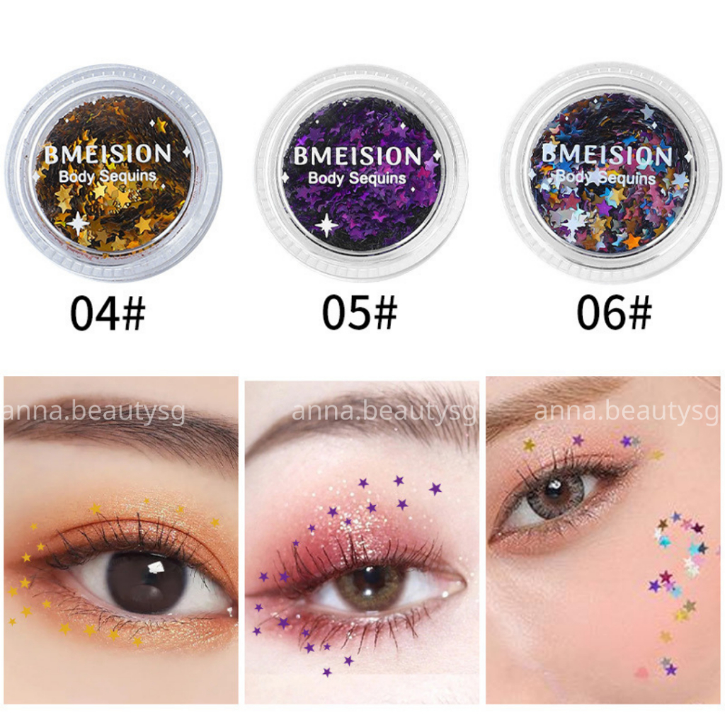 Kim tuyến ngôi sao trang trí mặt, mắt, môi lấp lánh, phụ kiện make up độc đáo tạo điểm nhấn