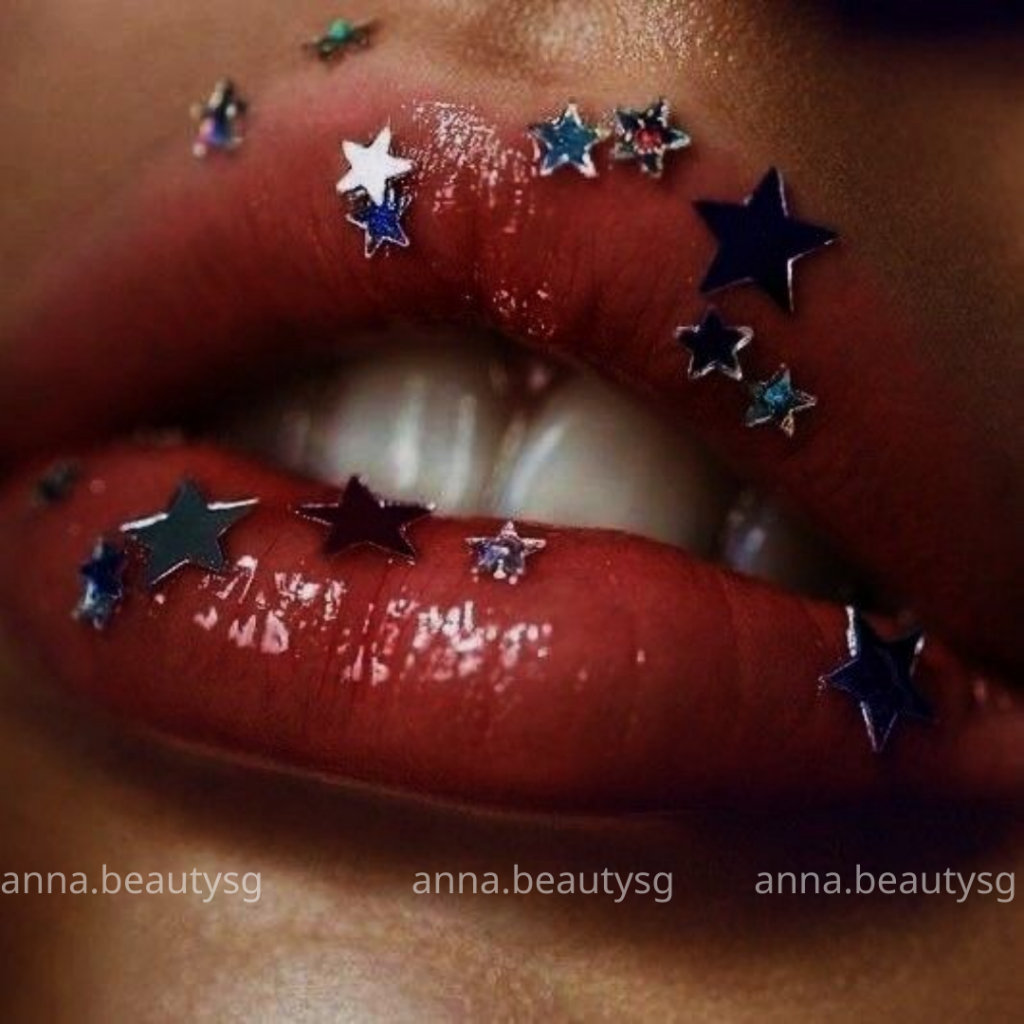 Kim tuyến ngôi sao trang trí mặt, mắt, môi lấp lánh, phụ kiện make up độc đáo tạo điểm nhấn