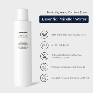 Tẩy trang Comfort Zone Essential Micenlar Warter 200ml - Nước tẩy trang sạch sâu, dịu nhẹ - Hàng công ty