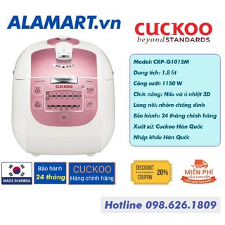 Nồi cơm Áp suất Điện tử CUCKOO CRP-G1015M 1.8L (MADE IN KOREA) dùng cho 4 - 8 người ăn 1 kg gạo
