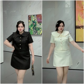 S93 Set áo dạ cổ sen mix chân váy A