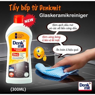 Dung dịch vệ sinh bếp từ Denkmit Glaskeramikreiniger 3in1 Đức, chai 300ml - Hàng nội địa Đức