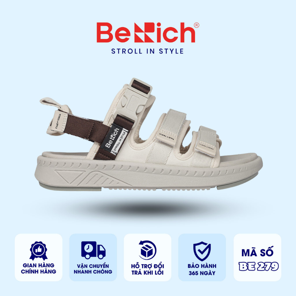 Giày Sandal Nam Nữ Unisex BeRich BE279, Thiết Kế 3 Quai Đẹp Mắt, Đế Phylon Đệm Cao Su Bền Chắc