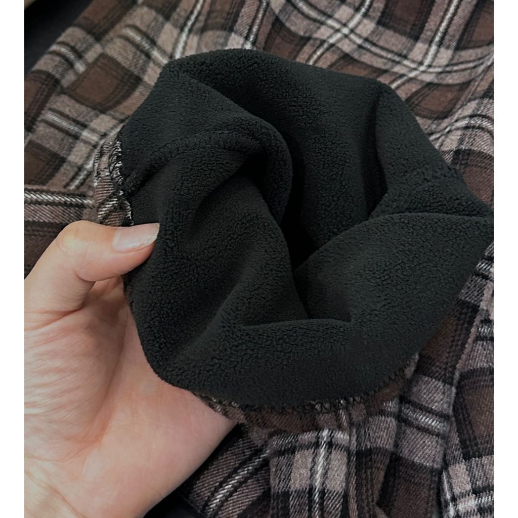 Quần nỉ bé trai lót lông caro nâu Q265 size 90-140, quần dài trẻ em thu đông cao cấp