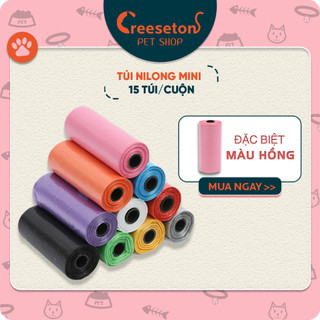 Túi đựng rác cuộn mini dọn phân cho thú cưng chó mèo, cuộn 15 túi