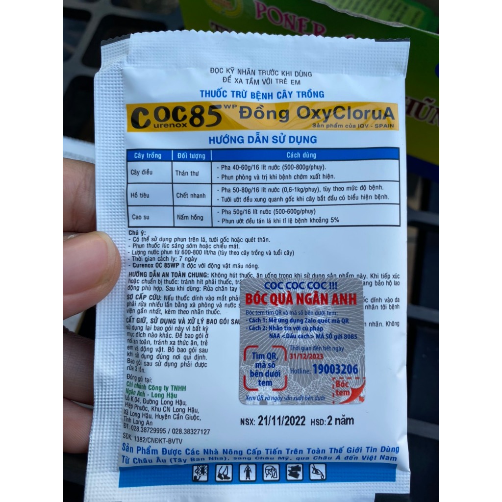 Thuốc trừ nấm- vi khuẩn cây trồng - Hoa lan Coc85 Gói - 20gram.