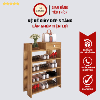 KỆ GIÀY VÂN GỖ 5 TẦNG LẮP GHÉP💥RẺ VÔ ĐỊCH💥