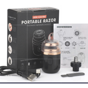 (TẶNG DAO TỈA LÔNG MŨI) Máy cạo râu mini TY-500, Công Suất 3W, Thiết Kế Lưới Dao Veneer Hai Vòng sạc type C pin trâu