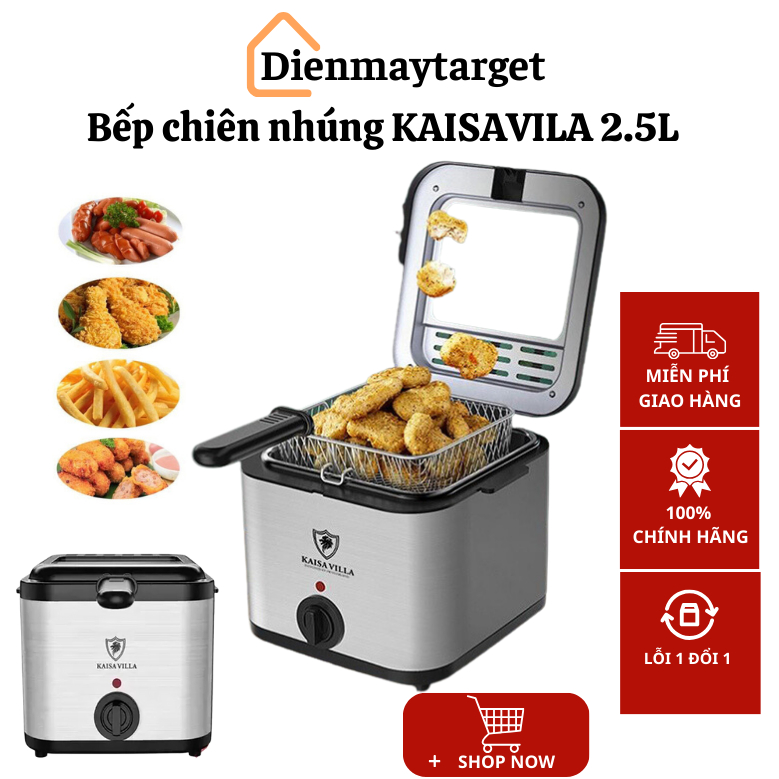 Nồi chiên ngập dầu Kaisa Villa JD8041 công suất 1000W thể tích 2.5L, bếp nhúng điện đa năng tiện lợi