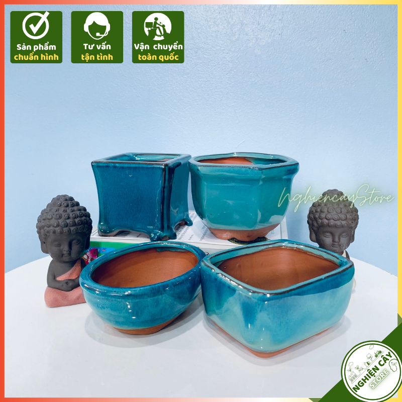 Chậu trồng cây bonsai mini men hỏa biến