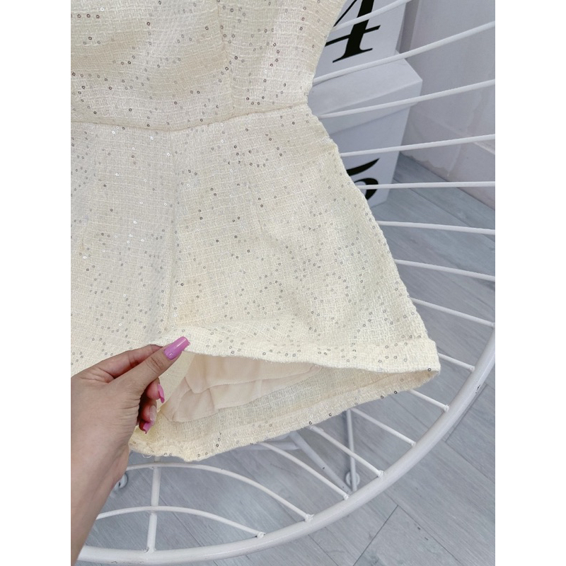 Jump Dạ Bling hai dây cột nơ vai, chất dạ cao cấp full lót có mút ngực