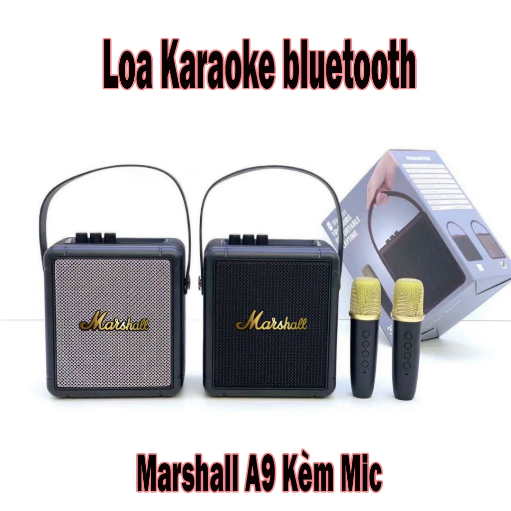 Loa bluetooth Marshall A9 kèm 1 micro không dây xách tay công xuất 10W,loa karaoke không dây âm thanh bass chuẩn có BH