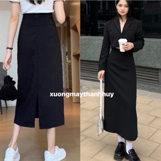 Chân váy dài 85cm umi co dãn , Váy chữ A dáng dài vải umi hàn cao cấp co giãn 4 chiều-6112