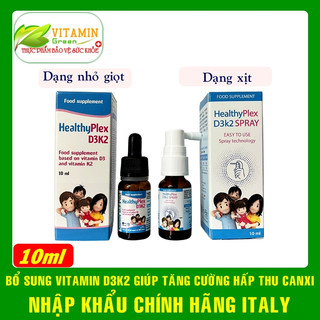 HealthyPlex D3K2 bổ sung Vitamin D3 K2 dạng nhỏ giọt và xịt cho bé (lọ 10ml) | Nhập khẩu chính hãng Italy