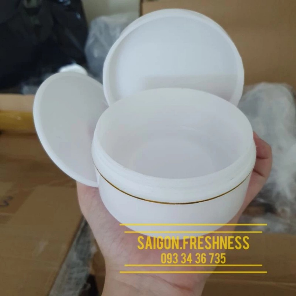 Hủ đựng kem body 100g, hủ K100 thân đen, trắng, viền vàng