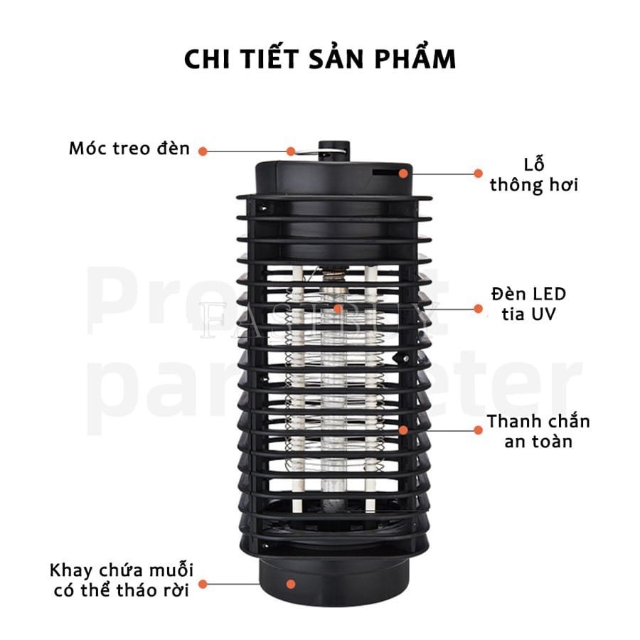 Đèn Bắt Muỗi, Bẫy Muỗi Diệt Côn Trùng Điện Quang Hình Tháp 3D Kiêm Đèn Ngủ, Chống Lóa Mắt Có Bảo Hành