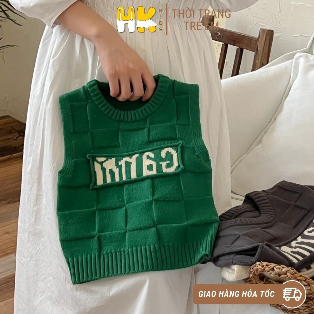 Áo gile len cho bé HK KIDS, áo len gi lê sát nách xinh xắn thời trang mùa thu đông size từ 1-6 tuổi