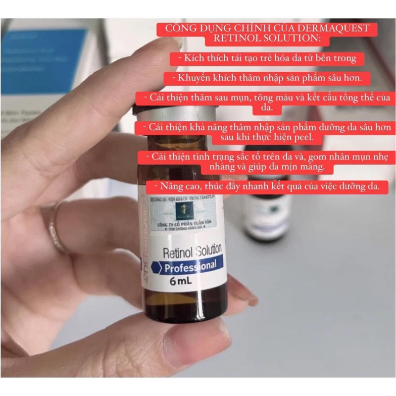 Peel da DermaQuest Retinol Solution 6ml Giảm thâm, chống lão hoá, làm da mịn màng