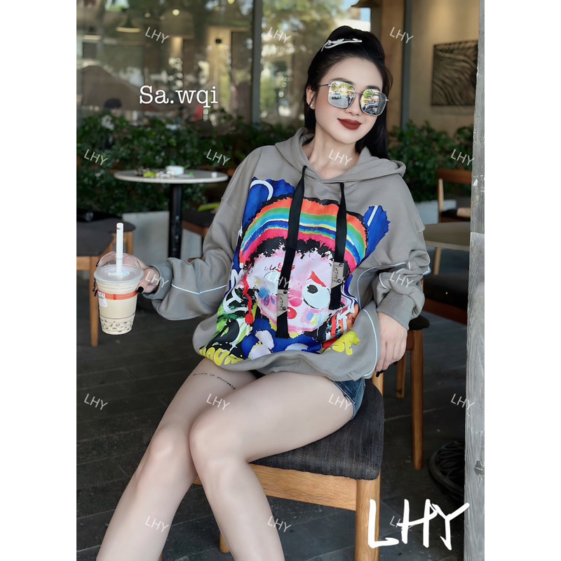HOODIE NỈ TÀU MŨ HÌNH HAPPIESE - HÀNG QC CAO CẤP