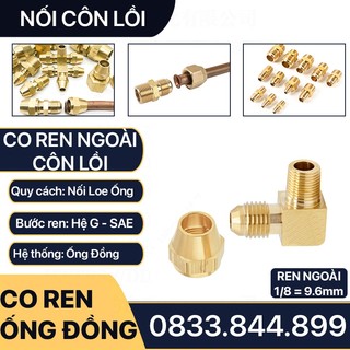 Co Ren Ngoài G 1/8 (9.6) Nối Côn Lồi Cho Điện Lạnh & Khí Nén Hàn Đống Ồng - Brass Flare Male Elbow, Cong Rắc Co Ren Npt