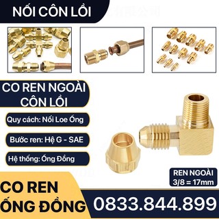 Co Ren Ngoài G 3/8 (17) Nối Côn Lồi Cho Điện Lạnh & Khí Nén & Hàn Đống Ồng - Brass Flare Male Elbow, Cong Rắc Co Ren Npt