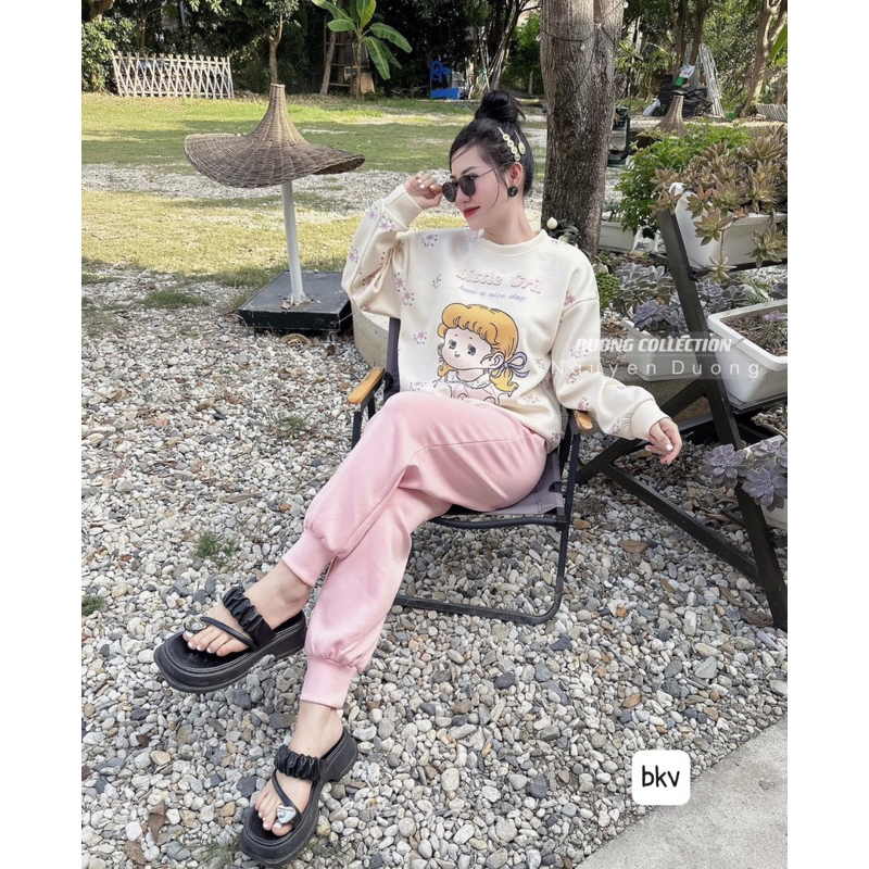 Set Bộ Bé Gái Mix Quần Hồng Siêu Hot, Chất Nỉ Da Cao Cấp Dày Đẹp, Hình Ép 5D Nét Căng
