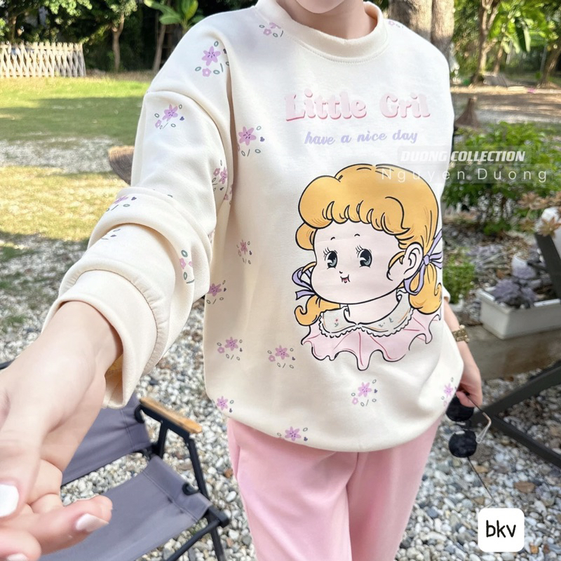 Set Bộ Bé Gái Mix Quần Hồng Siêu Hot, Chất Nỉ Da Cao Cấp Dày Đẹp, Hình Ép 5D Nét Căng