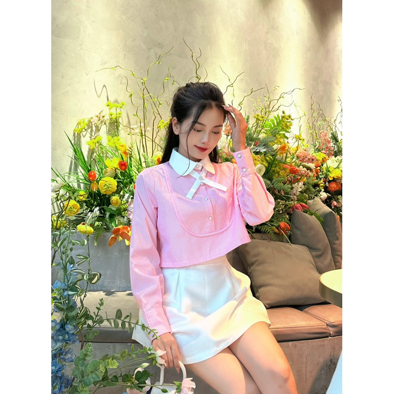 Áo sơ mi nữ dài tay kiểu tiểu thư Celi Shirt áo sơ mi nữ dài tay thiết kế phối cổ sen kèm nơ vải khuy đá cobe.official