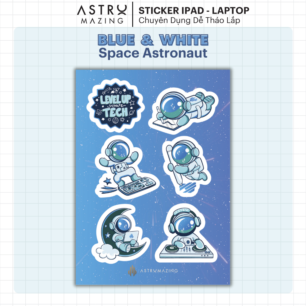[Free Gift] Sticker AstroMazing cho iPad, Laptop, điện thoại khổ lớn, dòng cao cấp không để lại vết keo