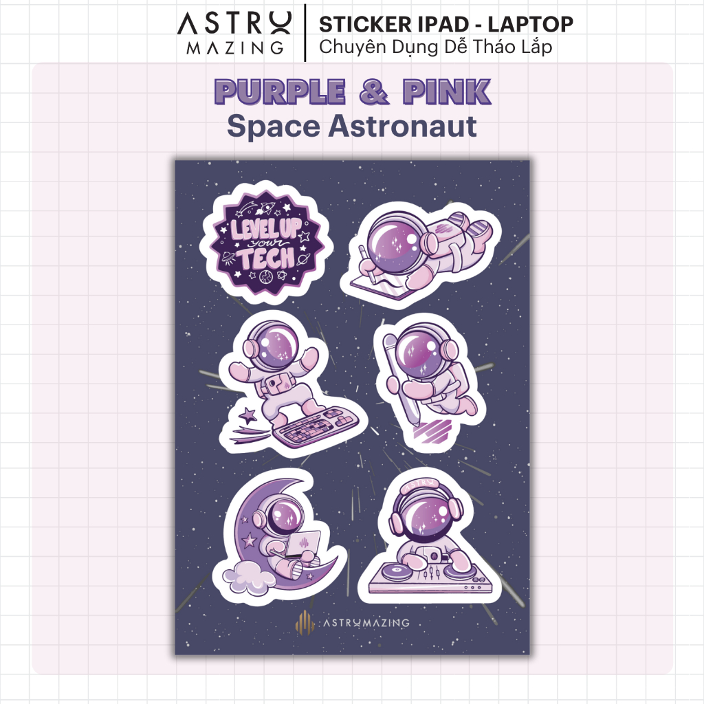 [Free Gift] Sticker AstroMazing cho iPad, Laptop, điện thoại khổ lớn, dòng cao cấp không để lại vết keo