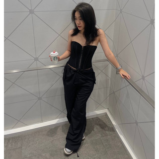 Quần vải dù đen black cargo pants