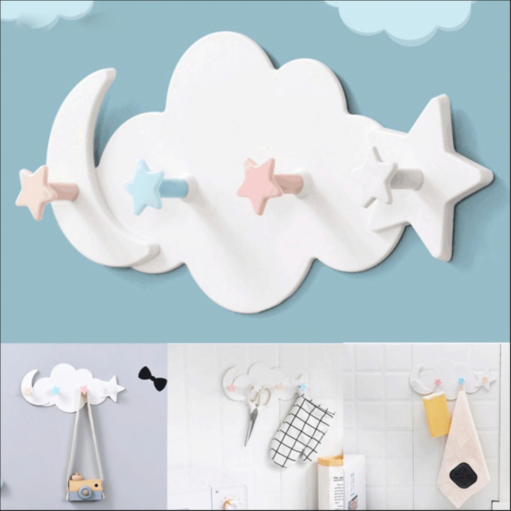 Móc Dán Tường Treo Đồ Dùng, Chìa Khóa Hình Đám Mây Decor Trang Trí Phòng