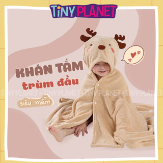 Khăn tắm trùm đầu cao cấp hình thú siêu mềm cho bé từ sơ sinh cỡ 70 x 140cm