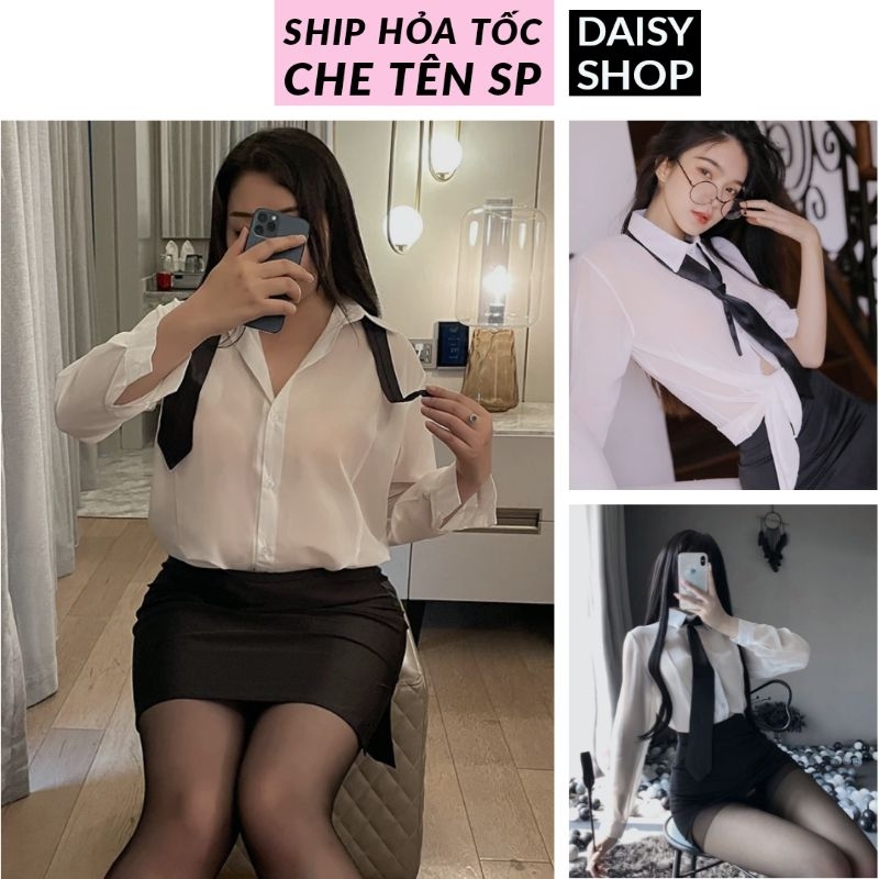 Cosplay nữ thư ký gợi cảm xuyên thấu - váy đầm ngủ hóa trang trợ lý tổng tài sexy