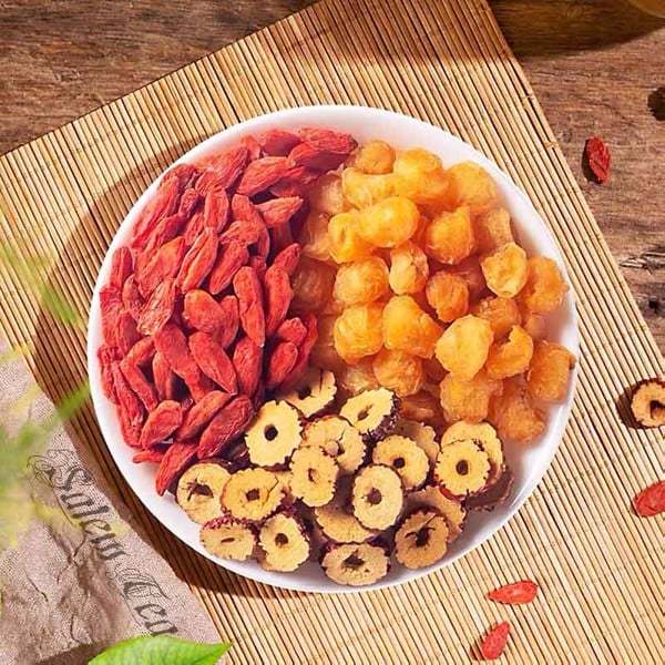 Trà dưỡng Tâm bao gồm táo đỏ- kỳ tử- long nhãn