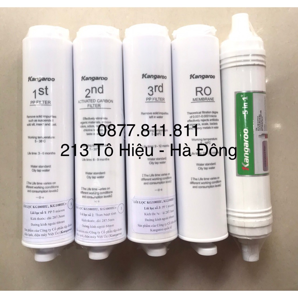 COMBO 5 LÕI SỐ 12345 KANGAROO DÙNG CHO MÁY KG100HU,KG100HU+,MED,EED...
