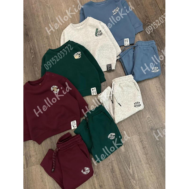 Bộ nỉ màu sắc Gzj nhí cho bé