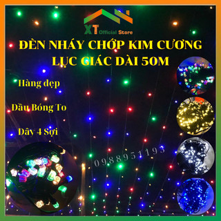 Dây Led Nháy Kim Cương 50m Nhiều Màu Trang Trí Quấn Cây,Tết,Noel, Đèn Nháy 10m,20m,35m,40m,50m