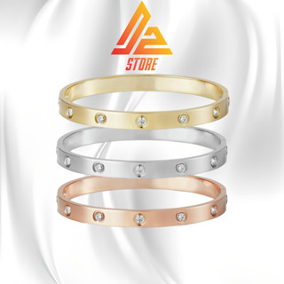 Vòng LOVE 10 kim cương khắc tên theo yêu cầu cặp đôi unisex Titanium [Bảo hành 5 năm]