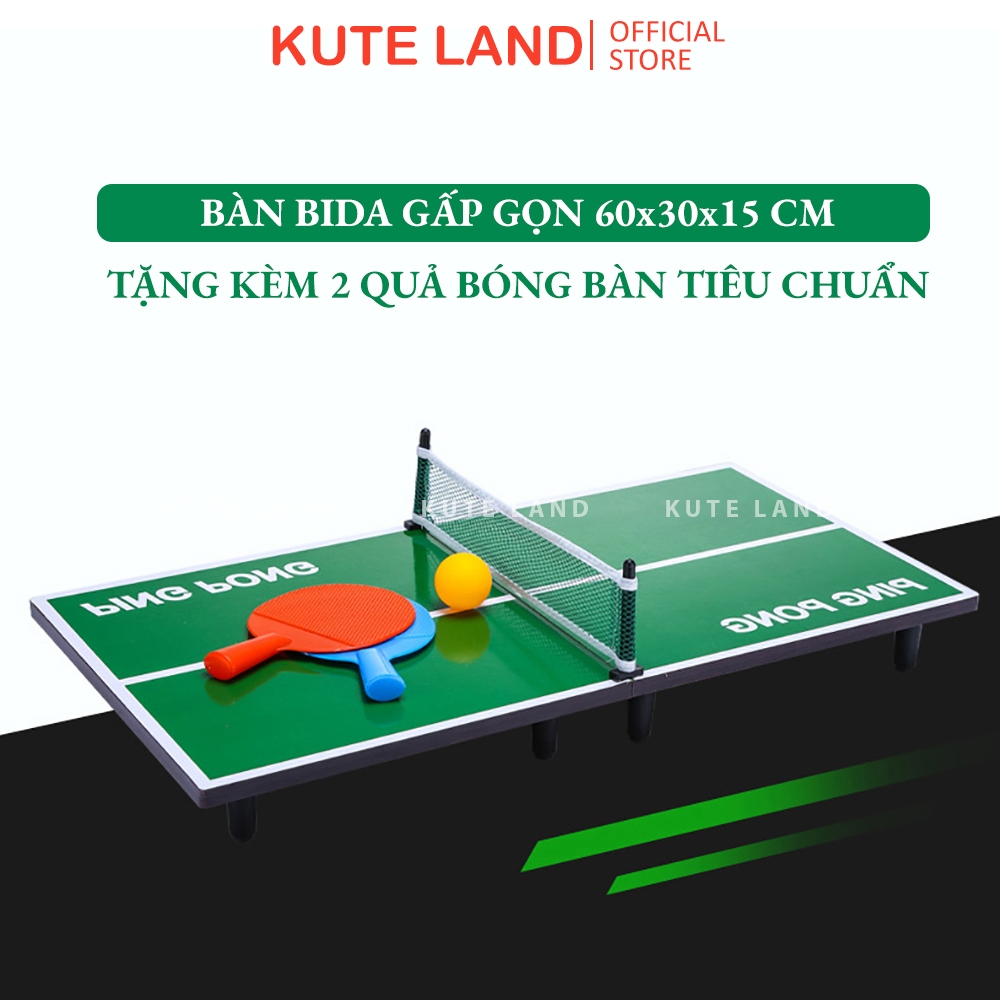 Bàn bóng bàn mini gấp gọn 60x30x15 cm đầy đủ dụng cụ lưới, vợt tặng kèm 2 quả bóng bàn BBAN1